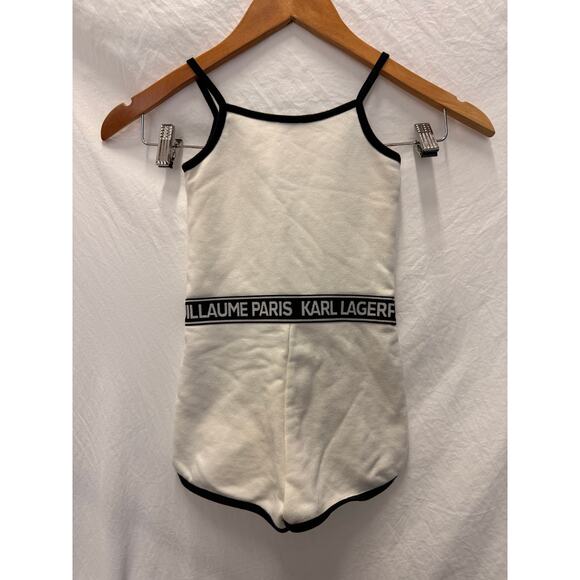 KARL LAGERFELD Girls White Logo Playsuit Size 3 94cm - Picture 3 of 4